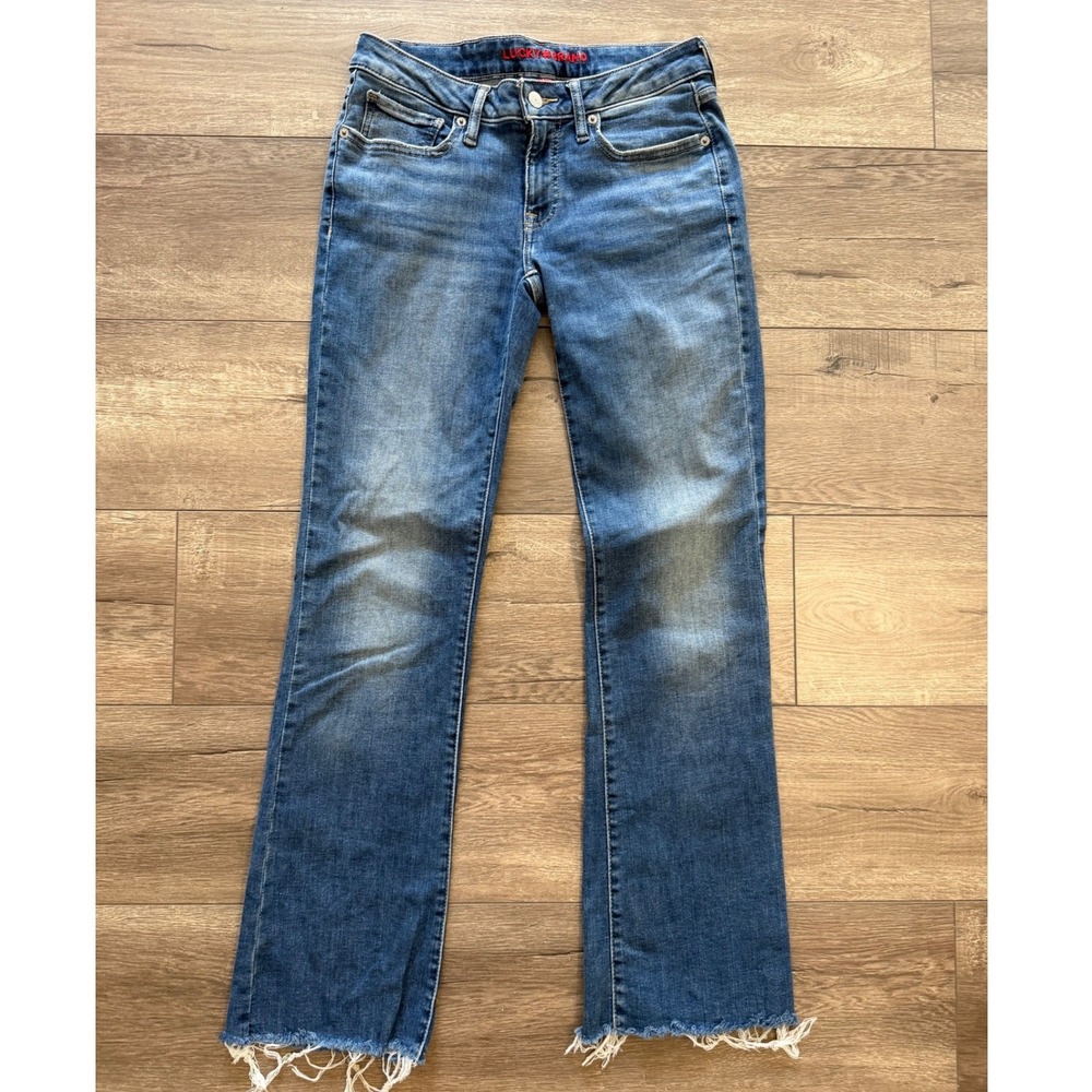 Lucky Brand Lolita Bootcut Jeans Blue Distressed Raw Hem Size 4/27A